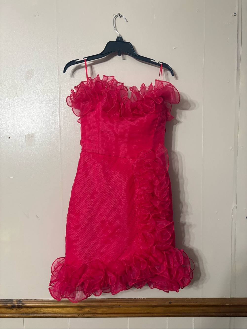 DO+BE Hot Pink Ruffle Strapless Cocktail Dress